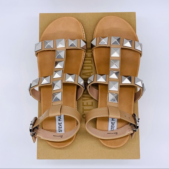 Steve Madden Women's Daft Metal Embellishment Tan Flat Sandals - Picture 5 of 11